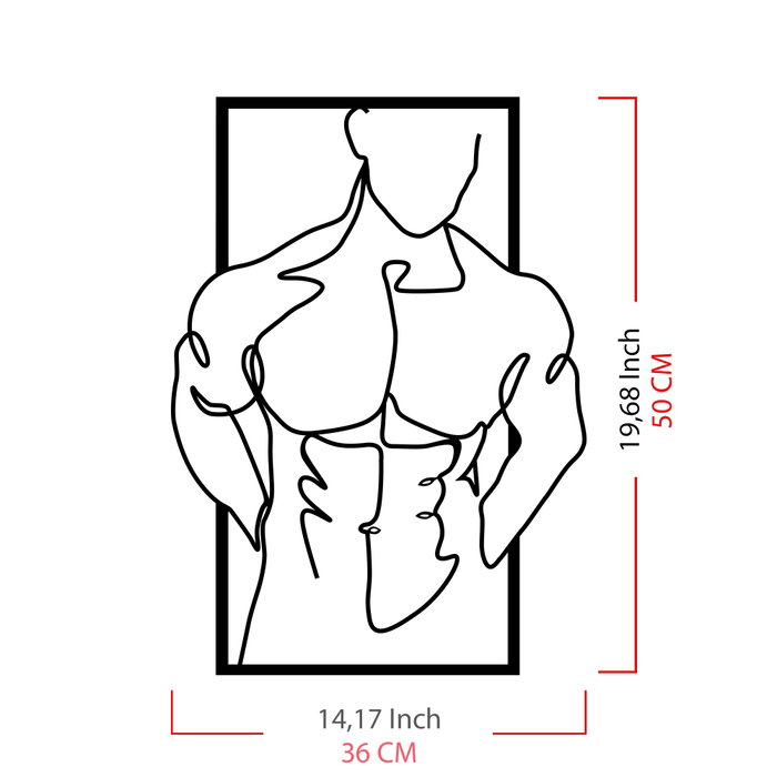 Wallity Muscular Man Escultura de Pared de Metal Negra Wallity Muscular Man Escultura de Pared de Metal Negra